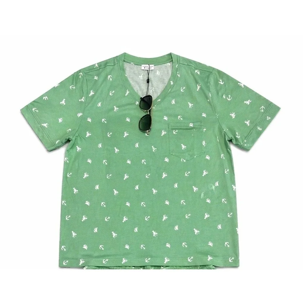 CosaBella Men's Premium Cotton Loungewear Set – V-Neck T-Shirt &‎ Shorts